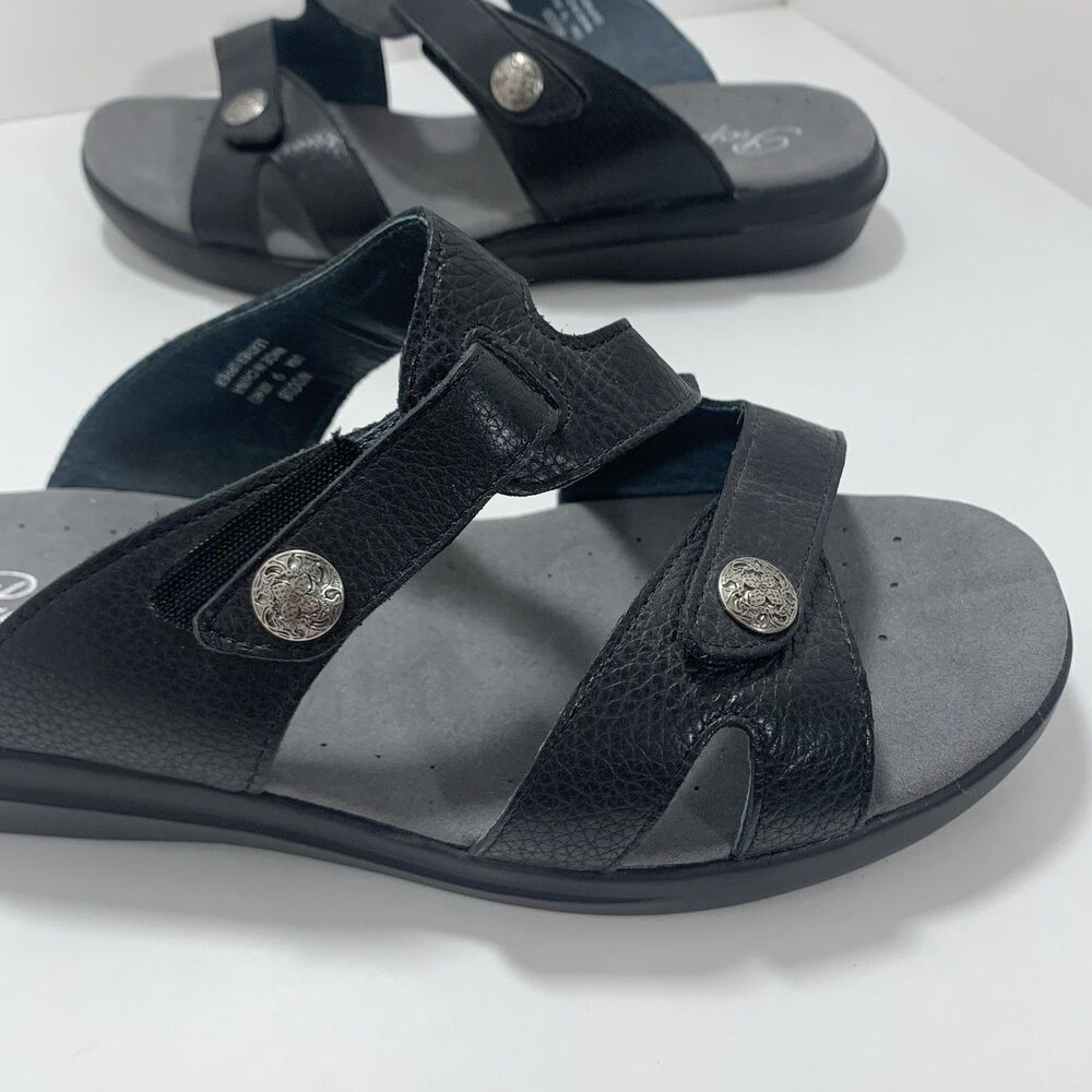 Propet Black Leather Slide Adjustable Strap Slides Size 9 Women’s EUC - Picture 3 of 13